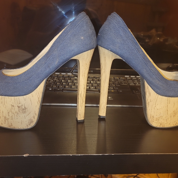 Denim platform pumps - Picture 3 of 4